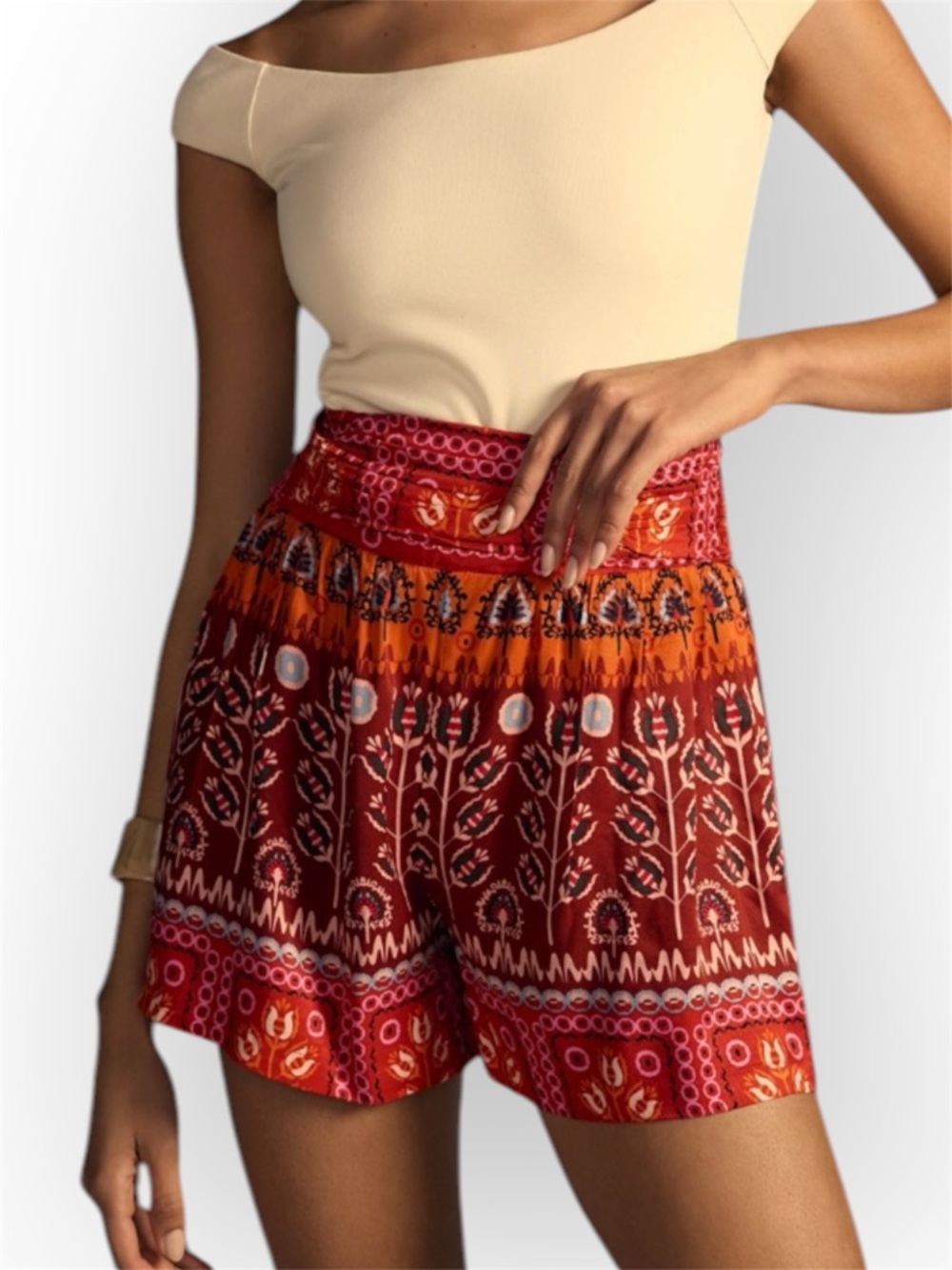 Anthropologie Boho Ruched Wide-Leg Flowy Shorts / Small